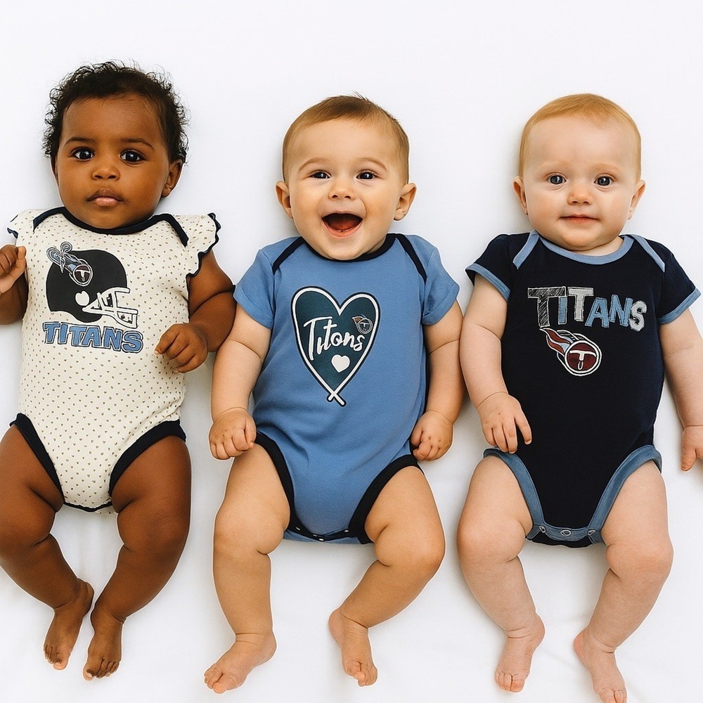 NWT Tennessee Titans Baby Girl 3-Pack Bodysuit Set Blue 6-9M NFL Creepers